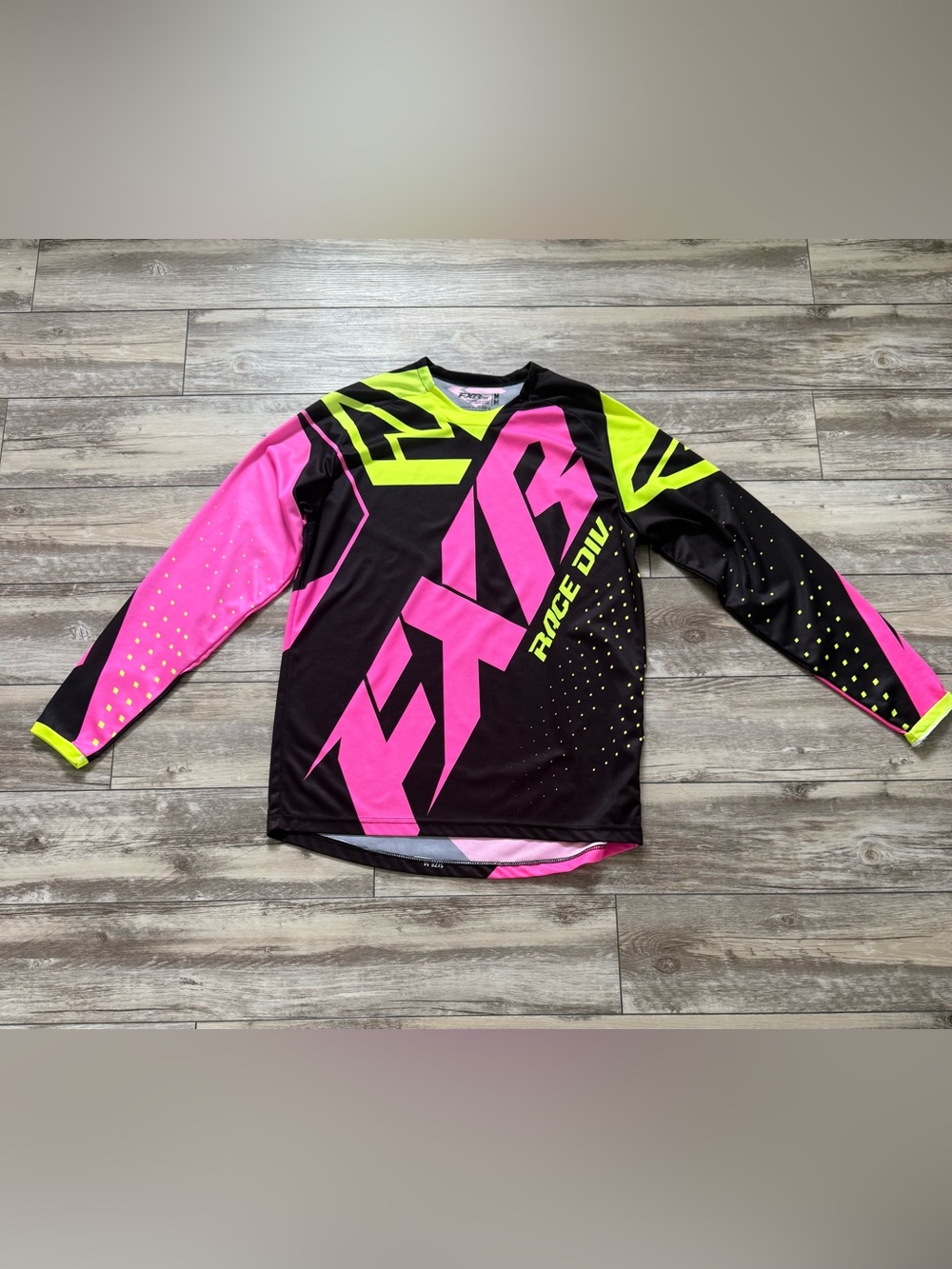 FXR Long Sleeve Race Jersey - Black/Pink/Neon Yellow